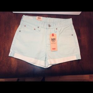 Levi’s 501 Mint Green Pale Mid Rise Button Fly